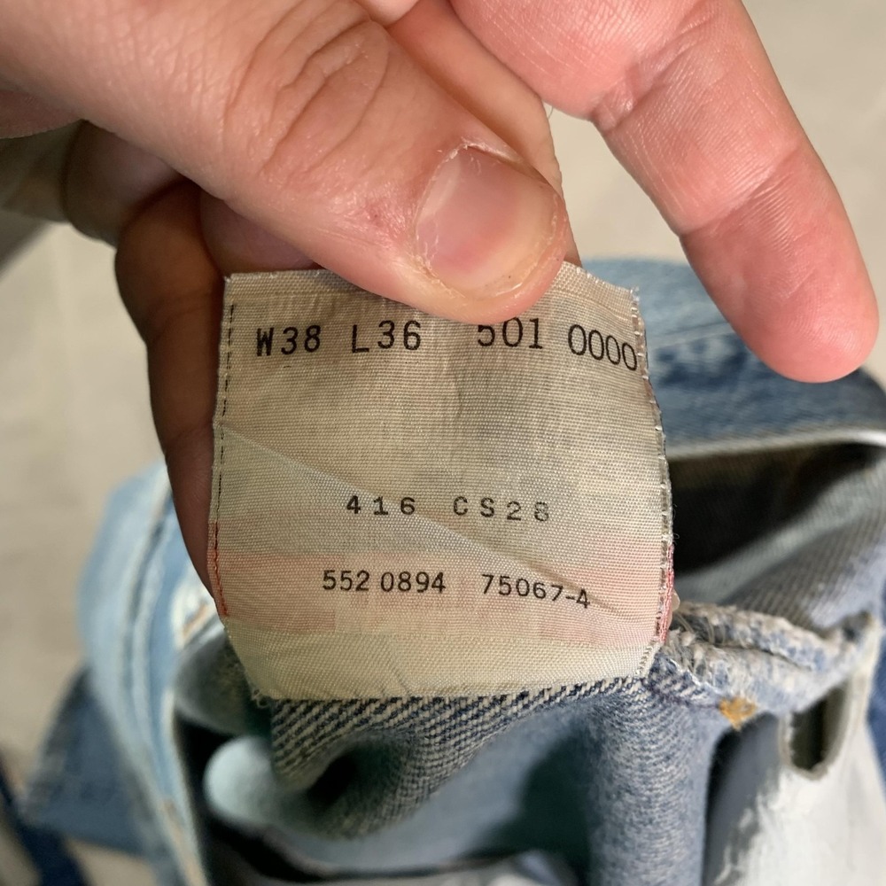 Vintage Levis 501xx Jeans 38x36 (Actual 34x34) Blue Light Straight USA Made 90s - Picture 12 of 16